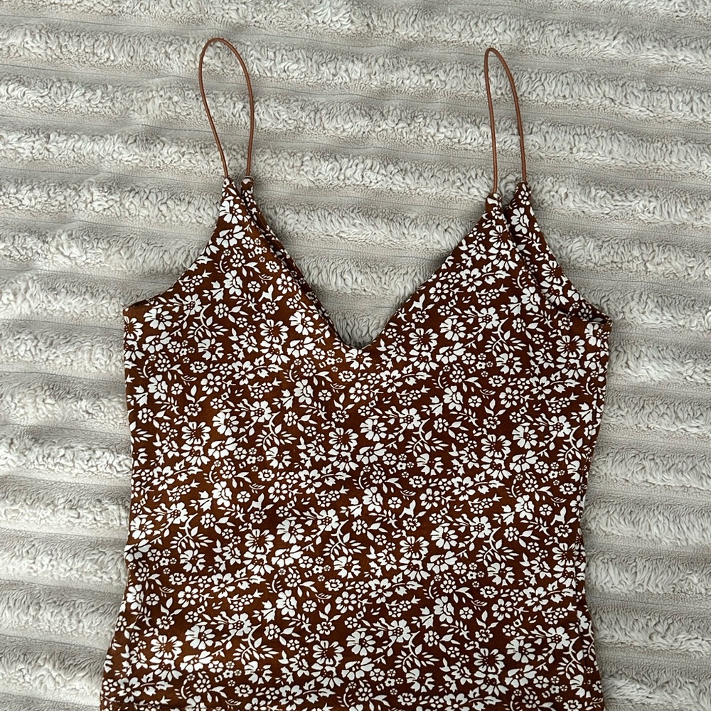 Gaze Brown and White Floral Camisole